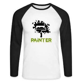 painting painter2 - Unisex Baseballshirt langarm - Weiß/Schwarz - Vorne - Nik (191cm)