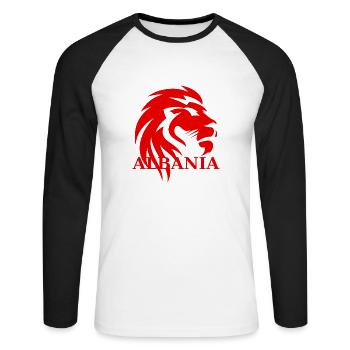 Lion d’Albanie - T-shirt baseball manches longues Homme - blanc/noir - Devant - Nik (191cm)