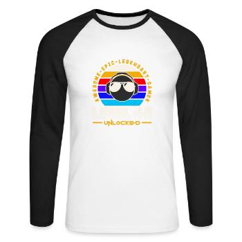 Level 46 - Unisex Long Sleeve Baseball T-Shirt - white/black - Front - Nik (191cm)