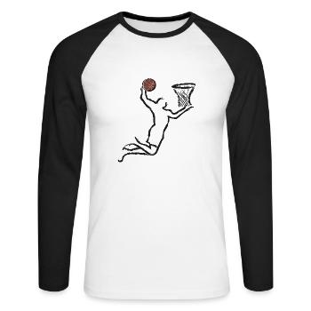 Basket ball player - Unisex Long Sleeve Baseball T-Shirt - white/black - Front - Nik (191cm)