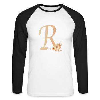 Letter R with flowers - Unisex Long Sleeve Baseball T-Shirt - white/black - Front - Nik (191cm)