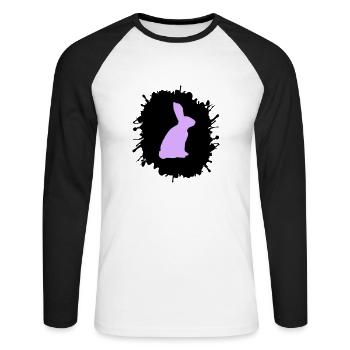 splatter hase - Unisex Baseballshirt langarm - Weiß/Schwarz - Vorne - Nik (191cm)