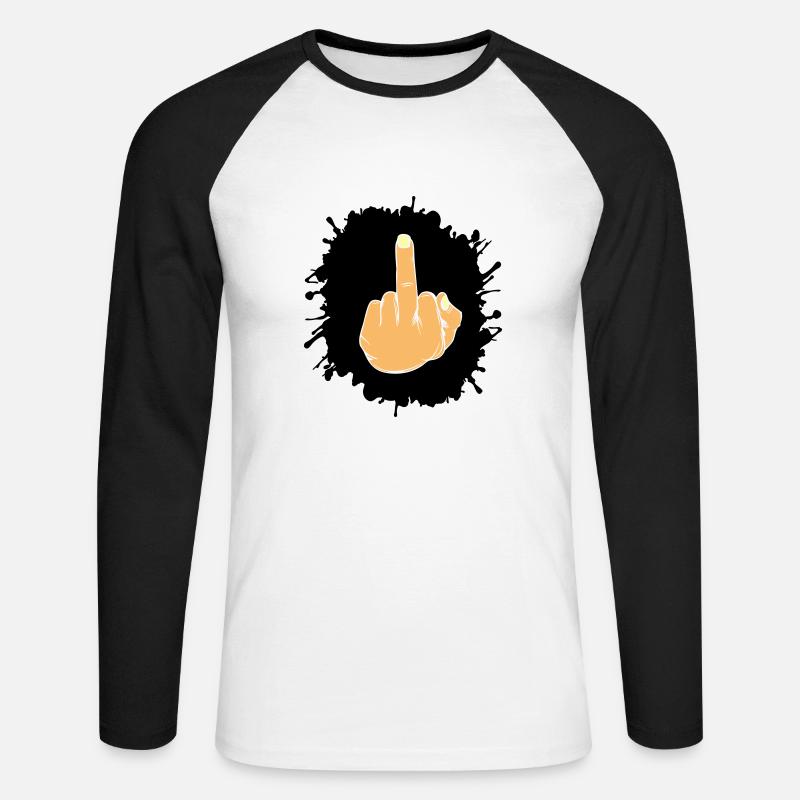 splatter mittelfinger - Unisex Baseballshirt langarm - Weiß/Schwarz