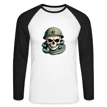 Snake Skeleton and Tattoo - Unisex Long Sleeve Baseball T-Shirt - white/black - Front - Nik (191cm)