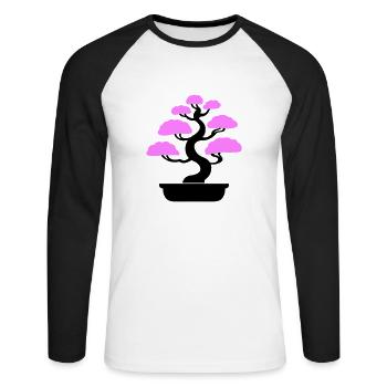 Bonsai Tree Tree - Unisex Long Sleeve Baseball T-Shirt - white/black - Front - Nik (191cm)