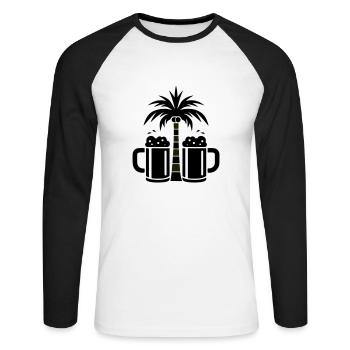 Plage de Beer Palm Trees - T-shirt baseball manches longues Homme - blanc/noir - Devant - Nik (191cm)