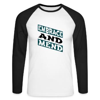 humor funny quote support awesome - Unisex Baseballshirt langarm - Weiß/Schwarz - Vorne - Nik (191cm)
