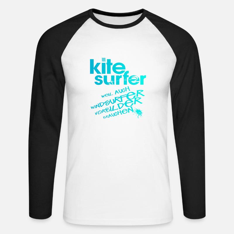 Kitesurfer vs Windsurfer - Unisex Baseballshirt langarm - Weiß/Schwarz