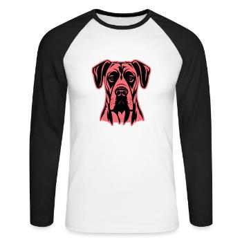 Great Dane Dog Head - Unisex Long Sleeve Baseball T-Shirt - white/black - Front - Nik (191cm)
