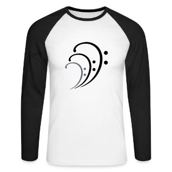 3 Clé de Musique de Fa Trois Notes de Musique Notes de Musique - T-shirt baseball manches longues Homme - blanc/noir - Devant - Nik (191cm)