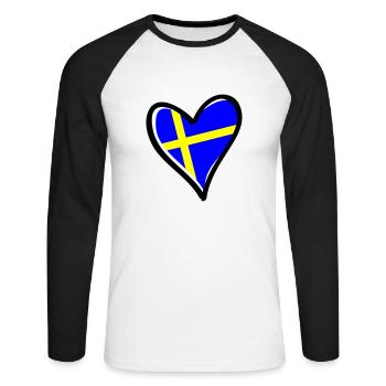 Suède Cœur - T-shirt baseball manches longues Homme - blanc/noir - Devant - Nik (191cm)