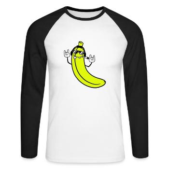 Lustige DJ Banane Obst Sonnenbrille Party Musik - Unisex Baseballshirt langarm - Weiß/Schwarz - Vorne - Nik (191cm)
