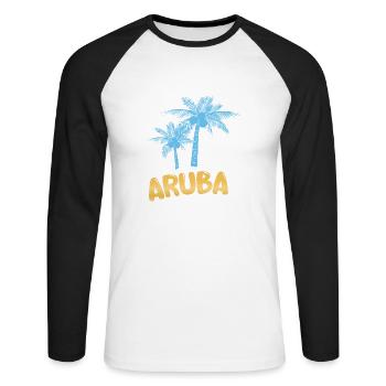 Geschenk für Aruba - Unisex Baseballshirt langarm - Weiß/Schwarz - Vorne - Nik (191cm)