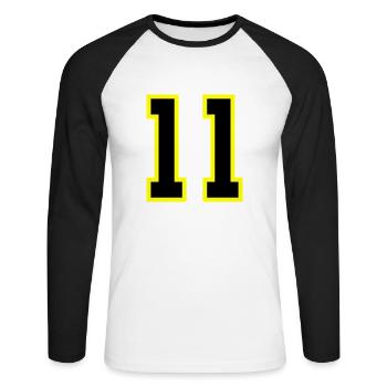 Maillot à 11 numéros - T-shirt baseball manches longues Homme - blanc/noir - Devant - Nik (191cm)