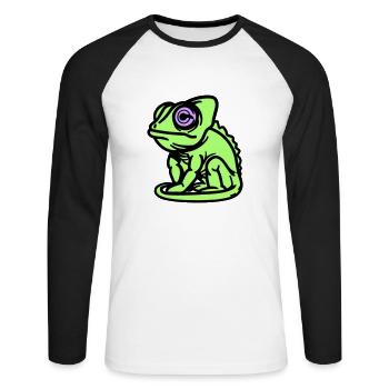 Caméléon - T-shirt baseball manches longues Homme - blanc/noir - Devant - Nik (191cm)