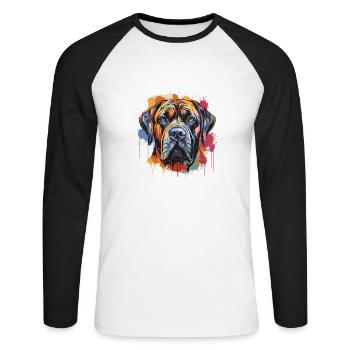 dog - Unisex Baseballshirt langarm - Weiß/Schwarz - Vorne - Nik (191cm)