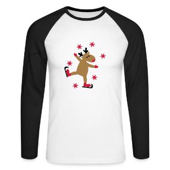 Funny moose for Christmas - Unisex Long Sleeve Baseball T-Shirt - white/black - Front - Nik (191cm)