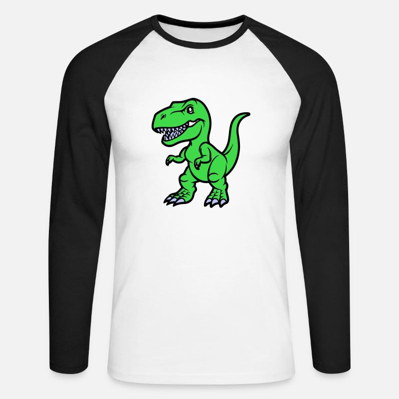 T Rex Comic - Unisex Baseballshirt langarm - Weiß/Schwarz