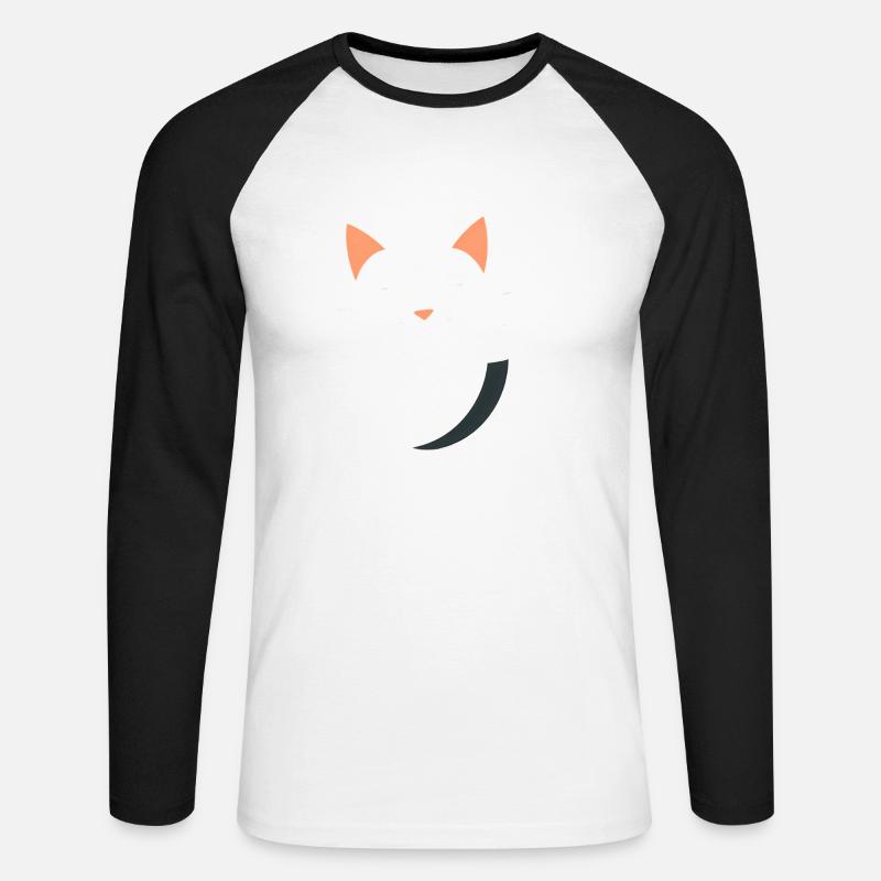 Café Kitty - Unisex Baseballshirt langarm - Weiß/Schwarz