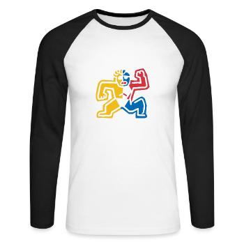 Action et look lutte - T-shirt baseball manches longues Homme - blanc/noir - Devant - Nik (191cm)