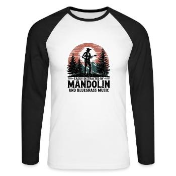 Liebe zur Mandoline und Bluegrass - Unisex Baseballshirt langarm - Weiß/Schwarz - Vorne - Nik (191cm)