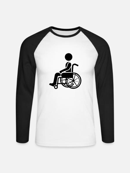 Man in wheelchair accessibility - Unisex Long Sleeve Baseball T-Shirt - white/black