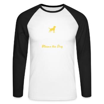 Keep Calm and Blame the Dog - L’excuse ultime - T-shirt baseball manches longues Homme - blanc/noir - Devant - Nik (191cm)