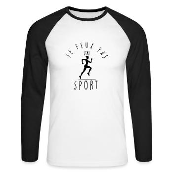 I can't, I have sport. - Unisex Long Sleeve Baseball T-Shirt - white/black - Front - Nik (191cm)