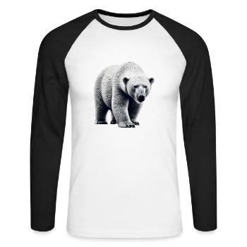 Eisbär - Unisex Baseballshirt langarm - Weiß/Schwarz - Vorne - Nik (191cm)