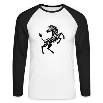 Sabots de zèbre haute œuvre d’art silhouette - T-shirt baseball manches longues Homme - blanc/noir - Devant - Nik (191cm)