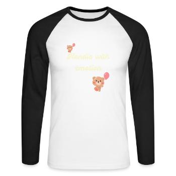 Handle With Emotion – Pastel Mental Health Aware - Unisex Long Sleeve Baseball T-Shirt - white/black - Front - Nik (191cm)