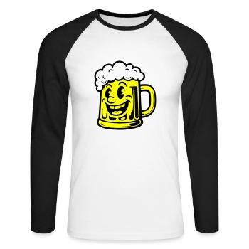 Bier Lustig Comic - Unisex Baseballshirt langarm - Weiß/Schwarz - Vorne - Nik (191cm)