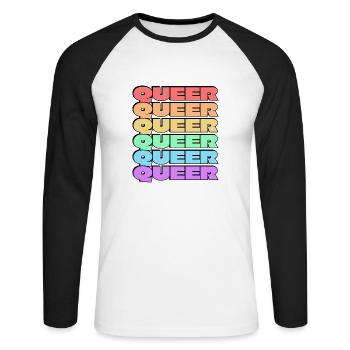 Queer gay pride 6 rainbow colors - Unisex Long Sleeve Baseball T-Shirt - white/black - Front - Nik (191cm)