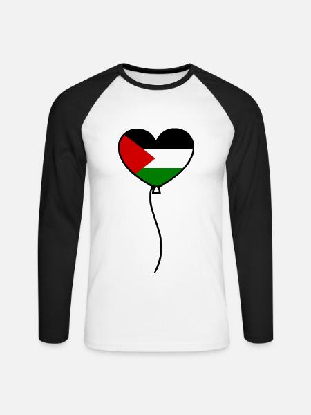 Free palestine - Unisex Baseballshirt langarm - Weiß/Schwarz