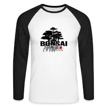 Bonsai bonsai-show shohin bonsaiwald - Unisex Baseballshirt langarm - Weiß/Schwarz - Vorne - Nik (191cm)