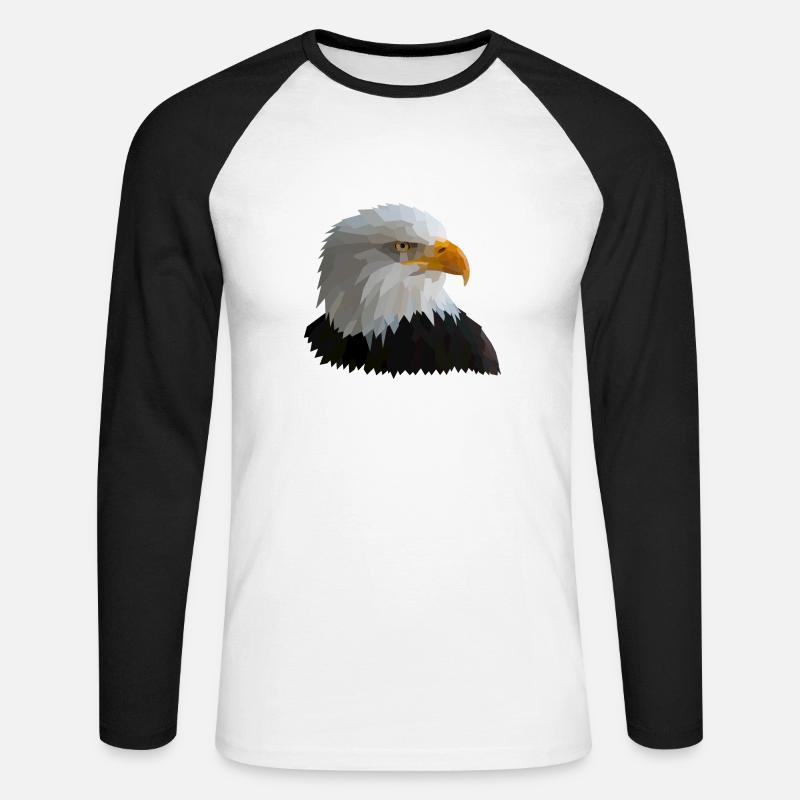 Adler Low-Poly-Style - Unisex Baseballshirt langarm - Weiß/Schwarz