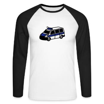 Polizeiwagen - Unisex Baseballshirt langarm - Weiß/Schwarz - Vorne - Nik (191cm)