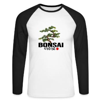 Bonsai bonsai-show shohin bonsaiartist - Unisex Baseballshirt langarm - Weiß/Schwarz - Vorne - Nik (191cm)