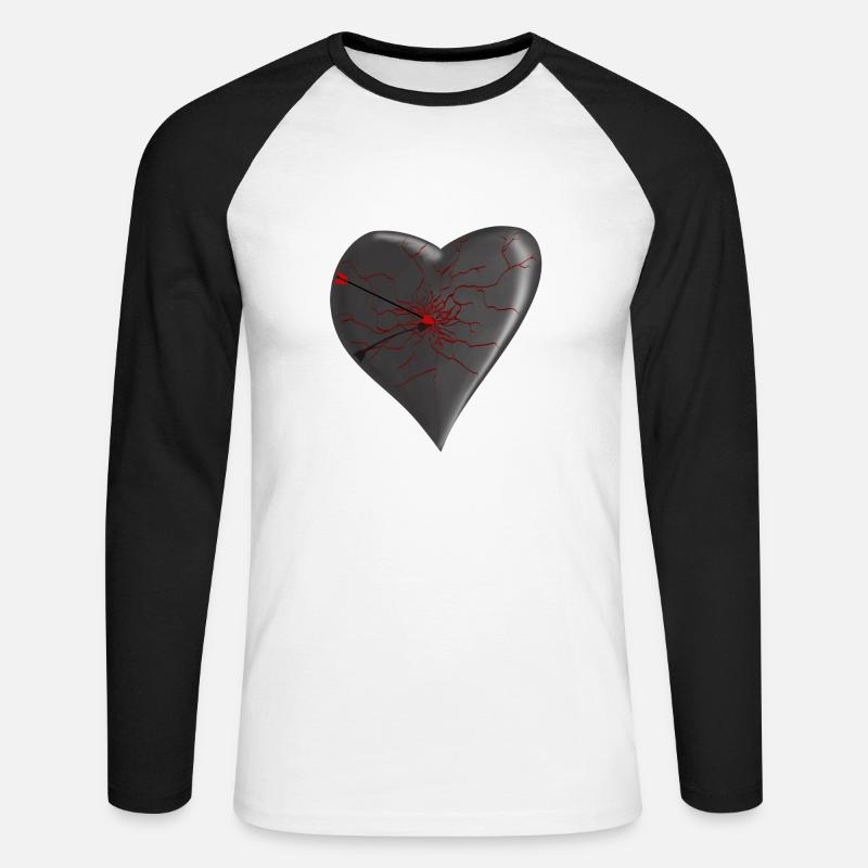 Heart Affected - Unisex Long Sleeve Baseball T-Shirt - white/black