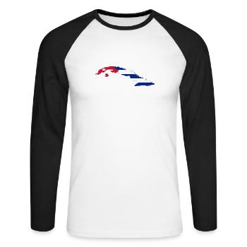 CUBA - T-shirt baseball manches longues Homme - blanc/noir - Devant - Nik (191cm)