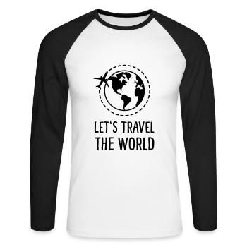 Let's travel the world - Unisex Long Sleeve Baseball T-Shirt - white/black - Front - Nik (191cm)