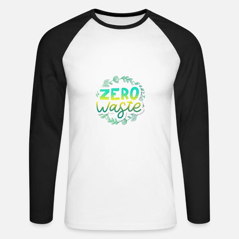 zero waste - Unisex Baseballshirt langarm - Weiß/Schwarz