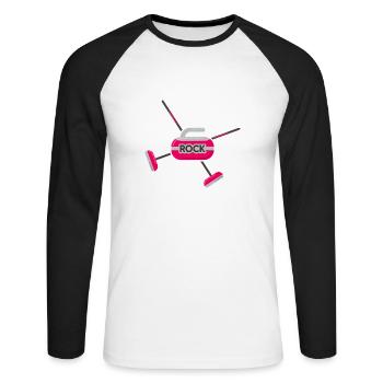 Curling Curling Curling Stone Curler - Unisex Long Sleeve Baseball T-Shirt - white/black - Front - Nik (191cm)