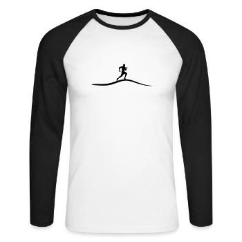 Running, Runner & Mountains - Unisex Long Sleeve Baseball T-Shirt - white/black - Front - Nik (191cm)
