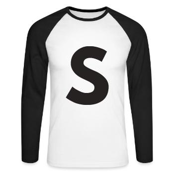 S - Unisex Baseballshirt langarm - Weiß/Schwarz - Vorne - Nik (191cm)