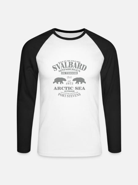 Spitsbergen - Svalbard - Spitzbergen - Polarbear - Unisex Baseballshirt langarm - Weiß/Schwarz