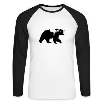 Grizzly Bear- Bär - Unisex Baseballshirt langarm - Weiß/Schwarz - Vorne - Nik (191cm)
