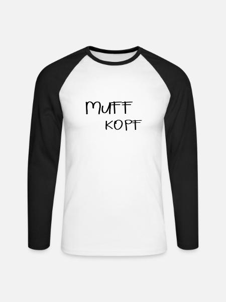 Muff Kopf - Unisex Baseballshirt langarm - Weiß/Schwarz