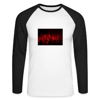 EXPIREDEMPIRE_RED - Unisex Baseballshirt langarm - Weiß/Schwarz - Vorne - Nik (191cm)