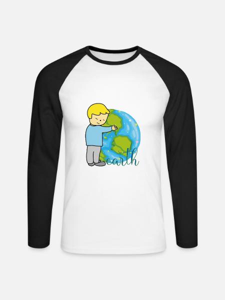 Erde Frieden - Unisex Baseballshirt langarm - Weiß/Schwarz